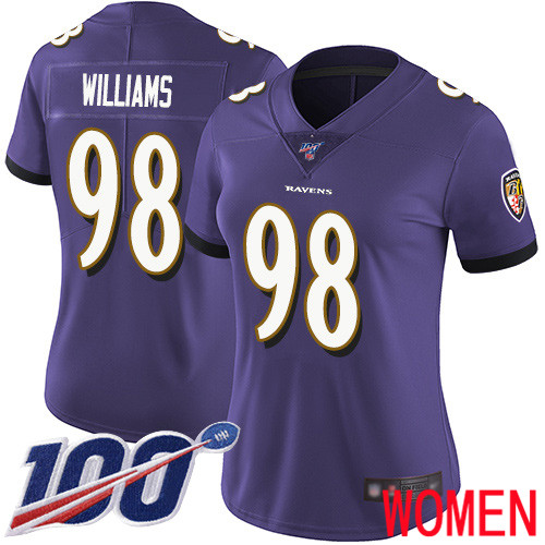 Baltimore Ravens Limited Purple Women Brandon Williams Home Jersey NFL Football #98 100th Season Vapor Untouchable
